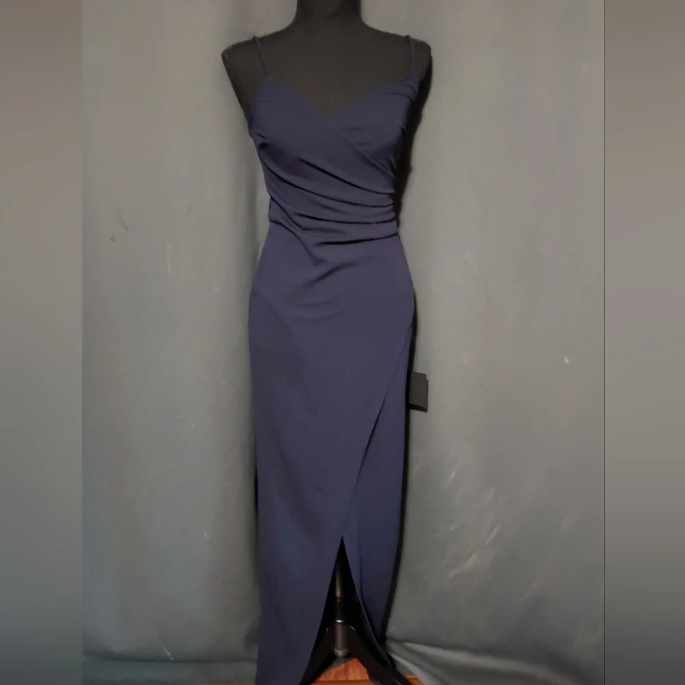Lulus Sweetest Admirer Navy Blue Ruched Surplice Maxi Dress Size XS NWT - Picture 11 of 11